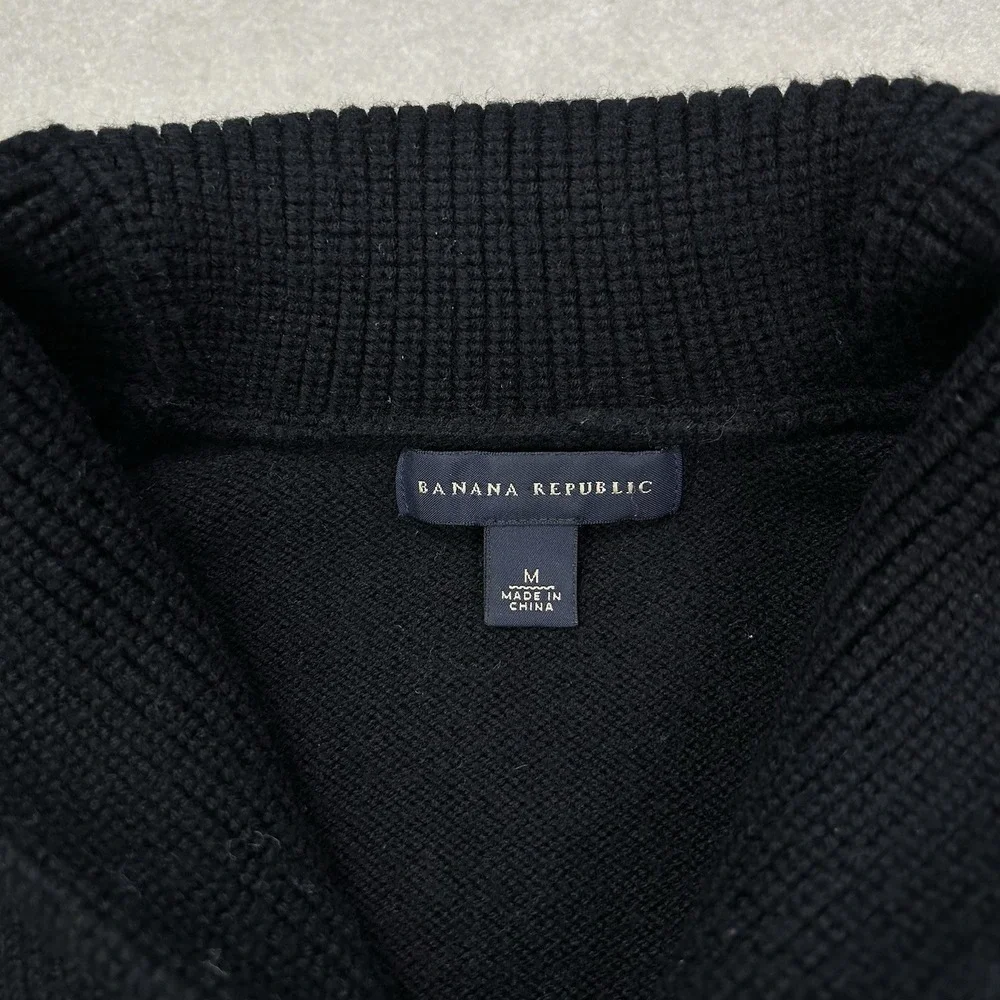 Banana Republic 100% Wool Sweater Men's Medium Shawl Collar Pullover Heavy